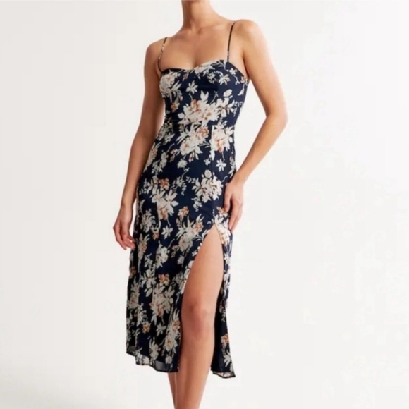 Abercrombie & Fitch Camille Midi Flowy Smocked Strap Dress Sz Small Floral - Picture 1 of 11